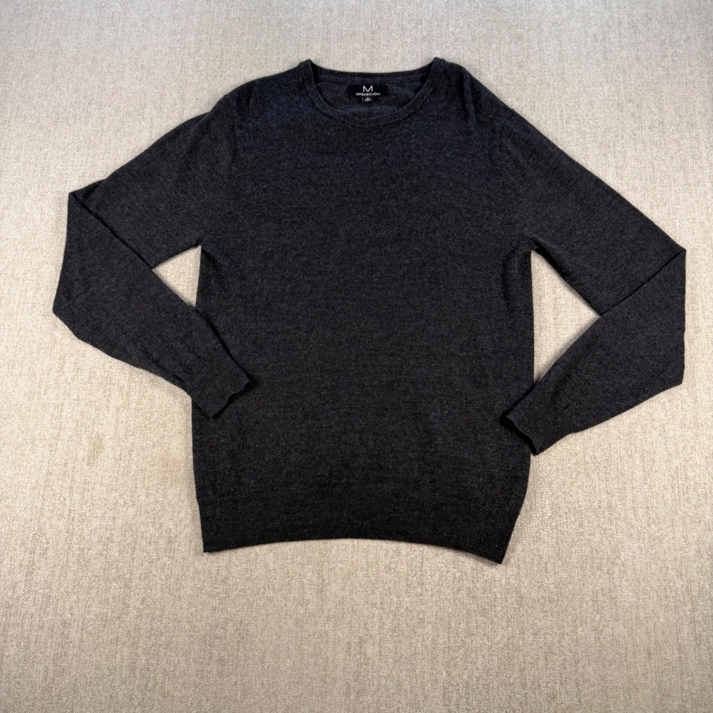 Magaschoni Crewneck Sweater Womens Medium Gray 100% Wool Long Sleeve Knit Top